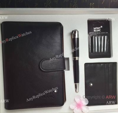AAA Quality Fake Montblanc Notebook Set - Black Jules Verne Fountain pen